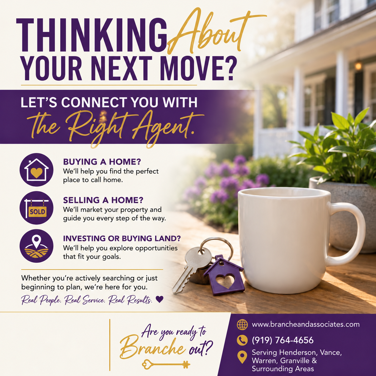 Real estate referral graphic promoting help connecting buyers, sellers, and land investors with trusted real estate agents in other areas.