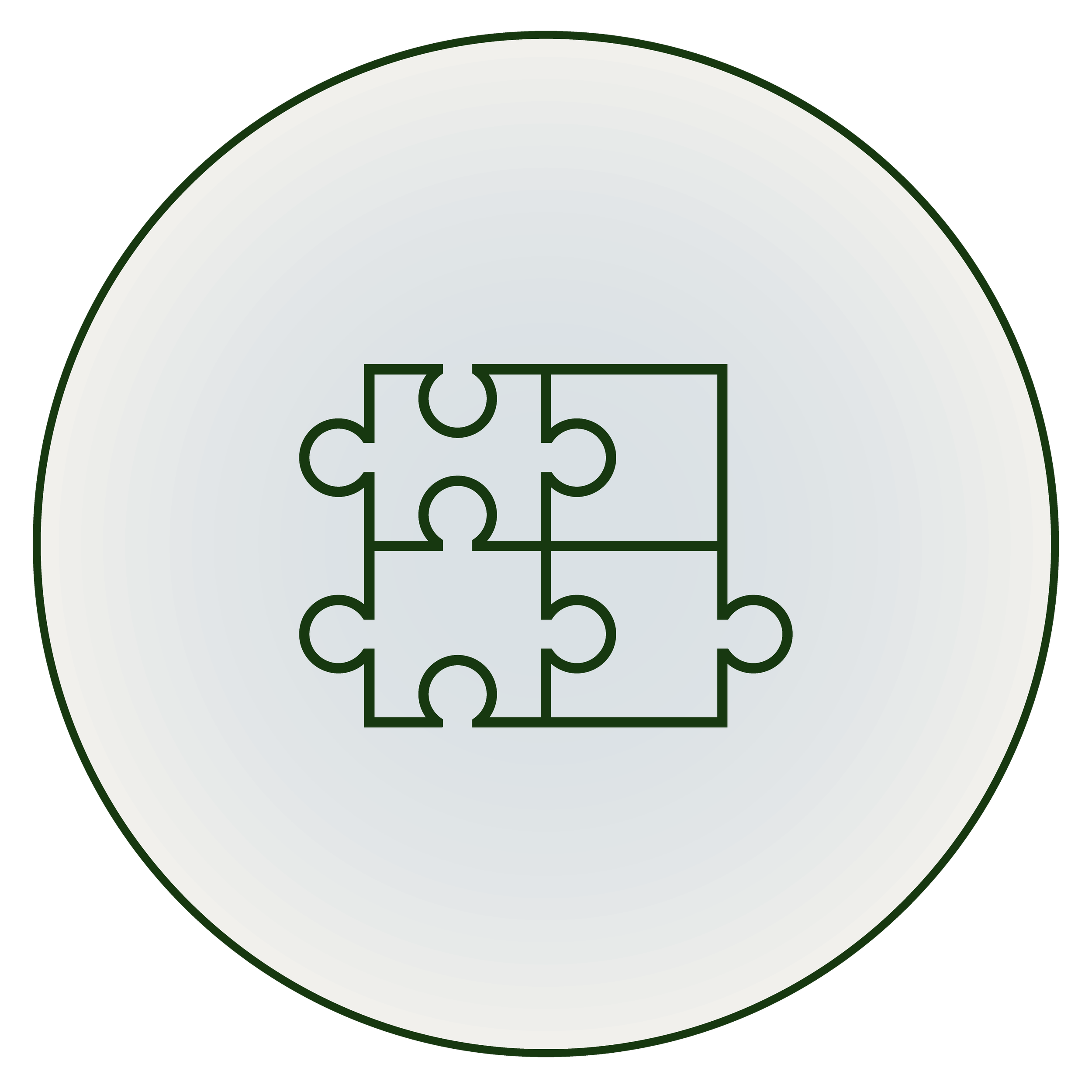 Outline of a jigsaw puzzle with six interconnected pieces.