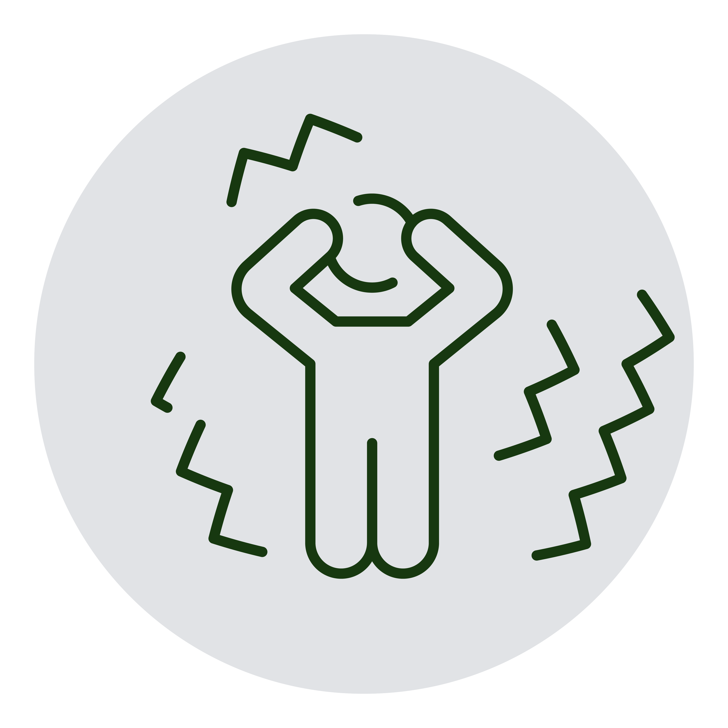 Line drawing of a person with raised arms surrounded by zigzag lines indicating stress or chaos.