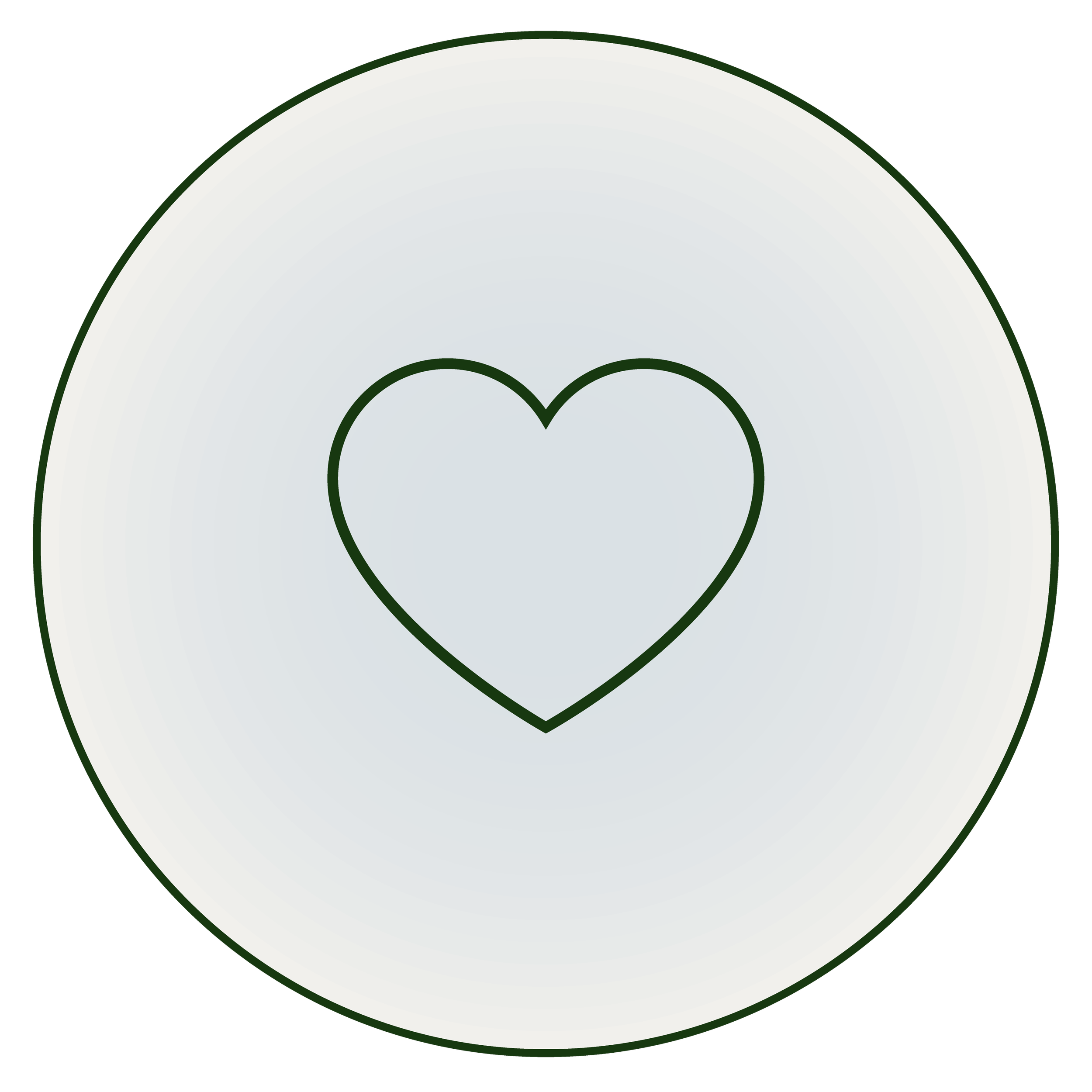 A line drawing of a heart inside a circle, on a light background.