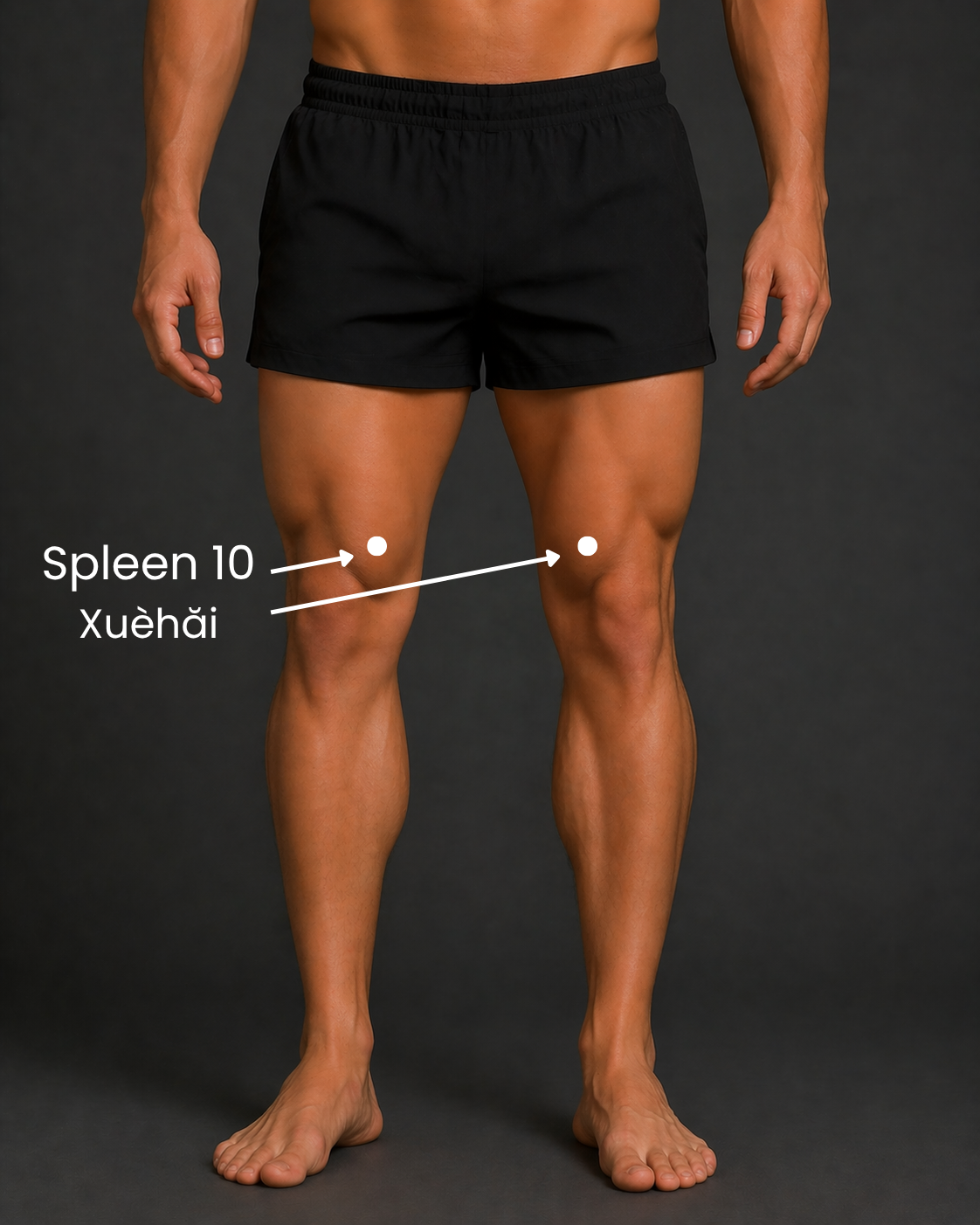 Spleen 10 acupuncture point on thigh for skin conditions and itching