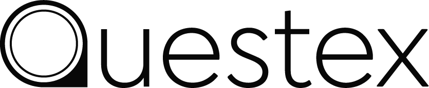 Black background with the white Quastex logo