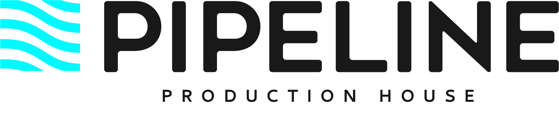 Logo for Pipeline Production House with stylized blue waves on the left and the company name in bold black letters.