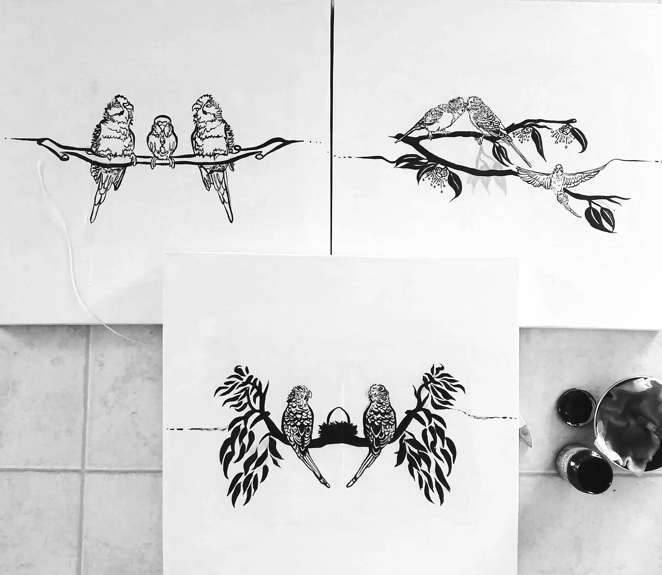 An offshoot of the "Unalome" designs, this family portrait as a 3 part series that was in part collaboration with young Reggie Budge.
The completed work is subject to private collection.