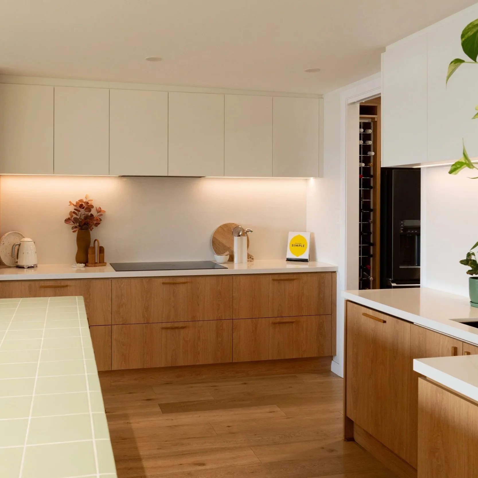 Modern kitchen renovation with timber cabinetry in Seacliff