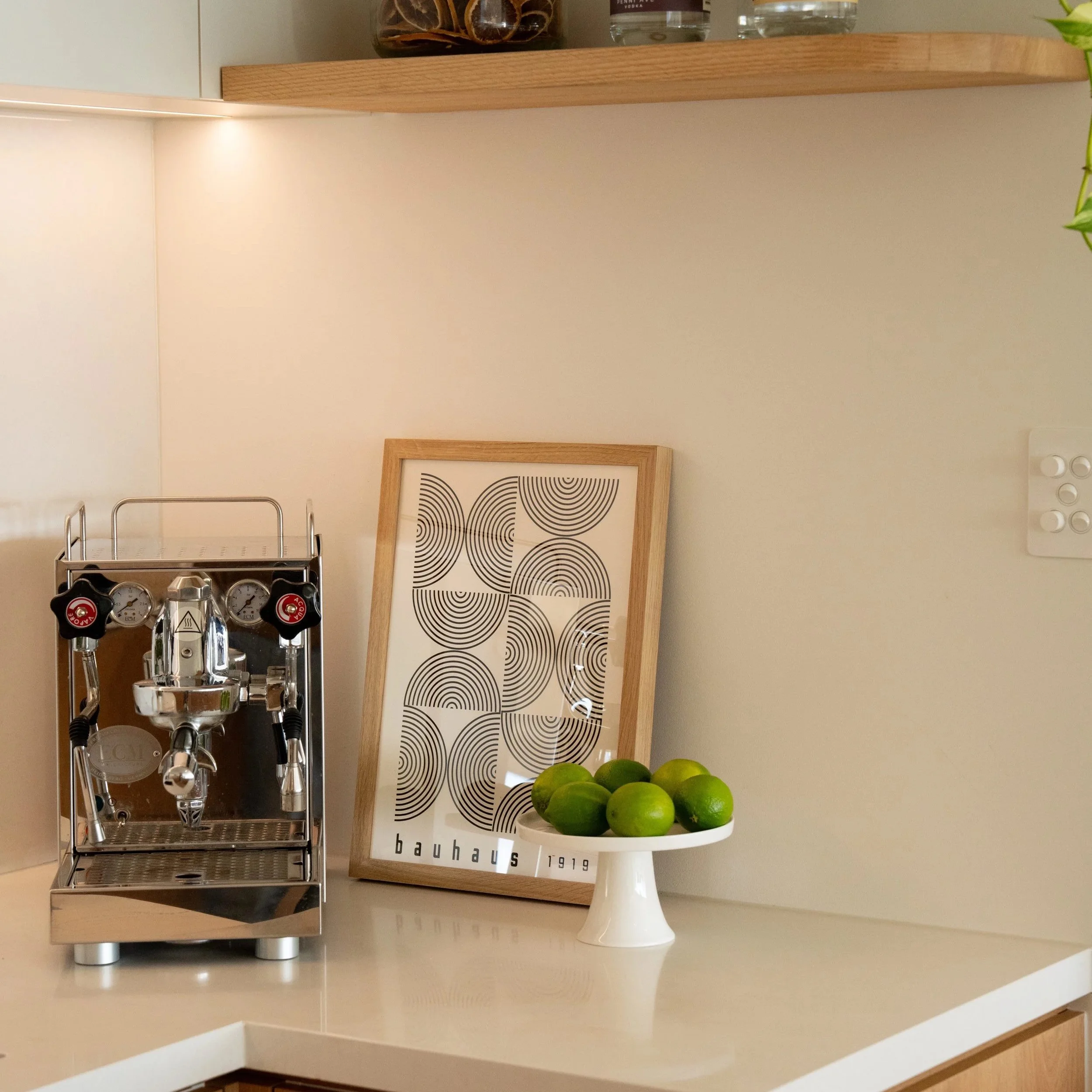 Custom kitchen coffee station and cabinetry in Seacliff
