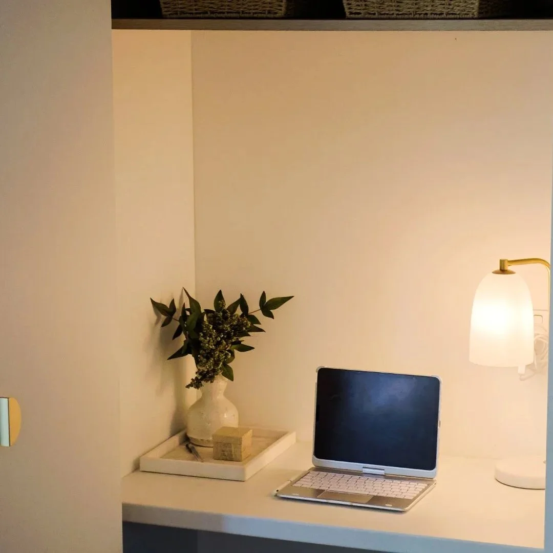 Custom home office nook with built-in desk in- Glenelg South