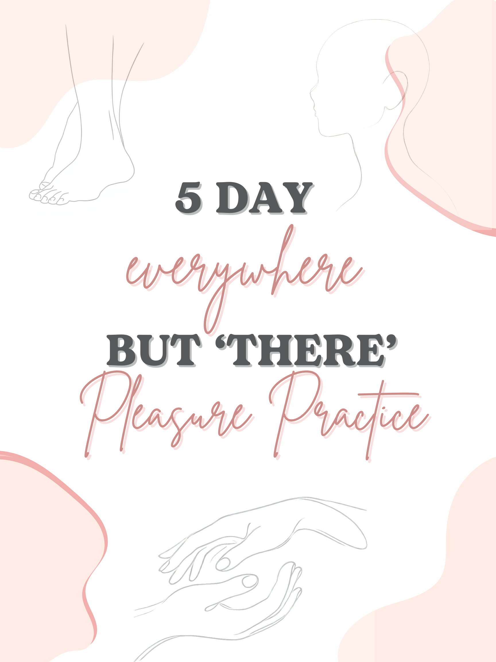 Inspirational quote about daily practice, with sketches of a foot, a face silhouette, and hands, and pastel color accents.