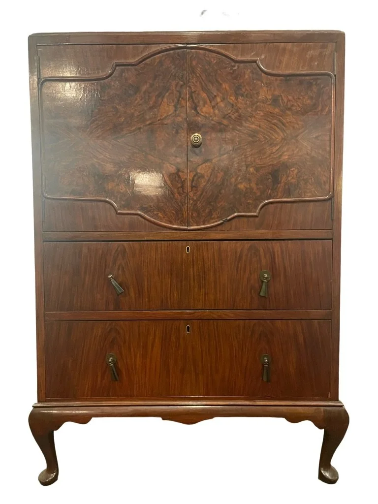 Oyster Burl & Walnut Queen Anne Hiboy