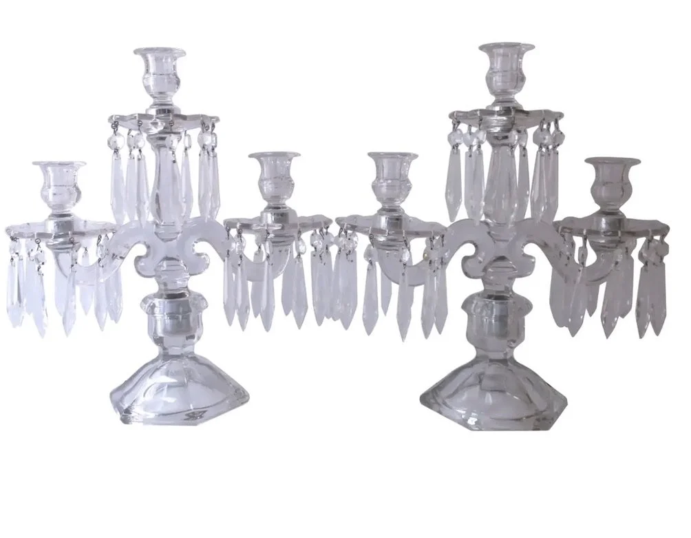 Pair Antique Glass Lamps (Candelabra)