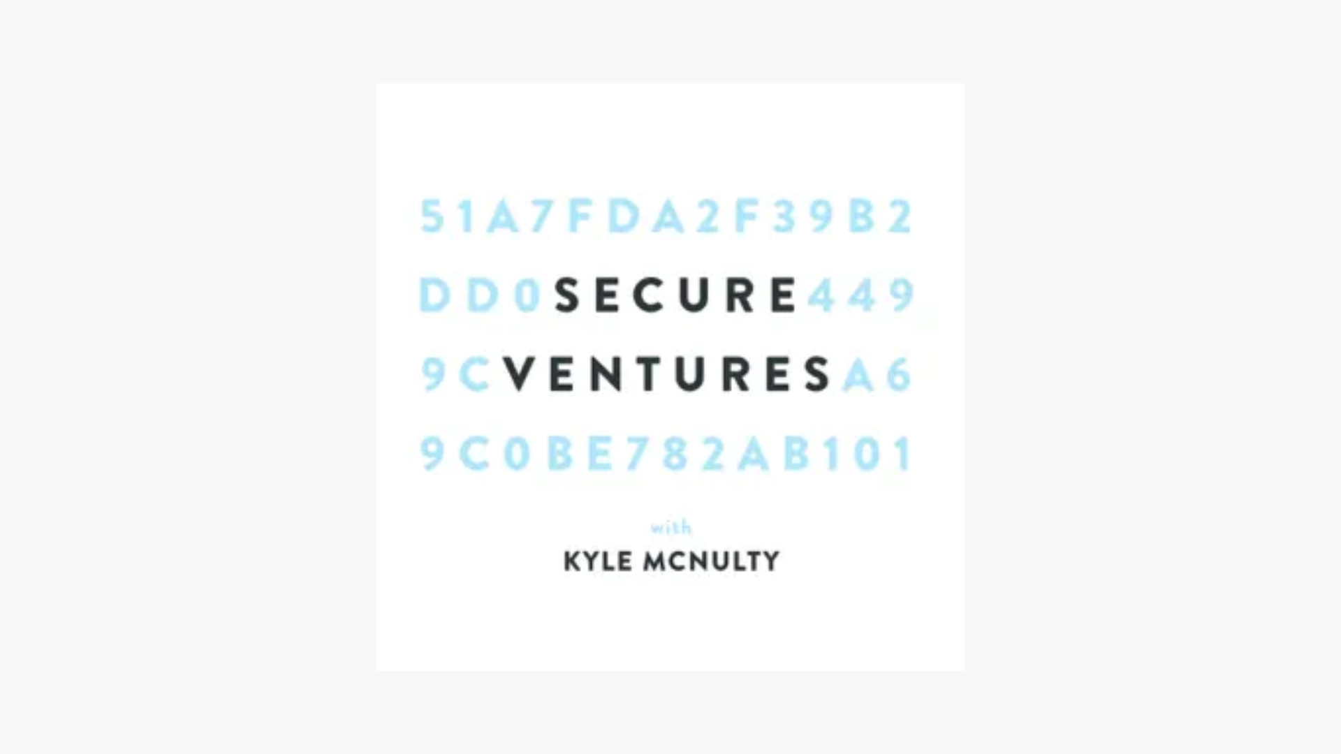 Book cover displaying the title 'Secure Ventures' by Kyle McNulty with a background of blue and black alphanumeric characters.