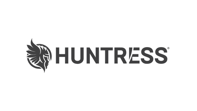 HUNTRESS logo with a wolf's head icon to the left of the text