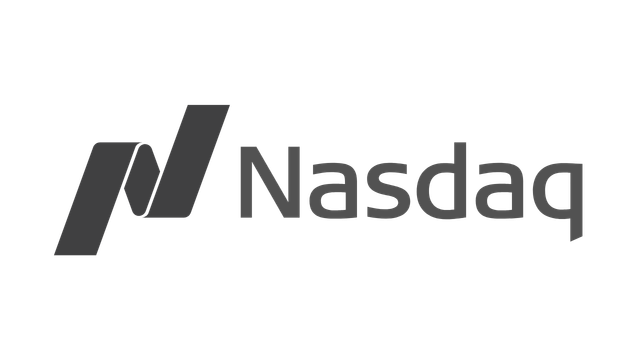 Nasdaq logo in black and gray.