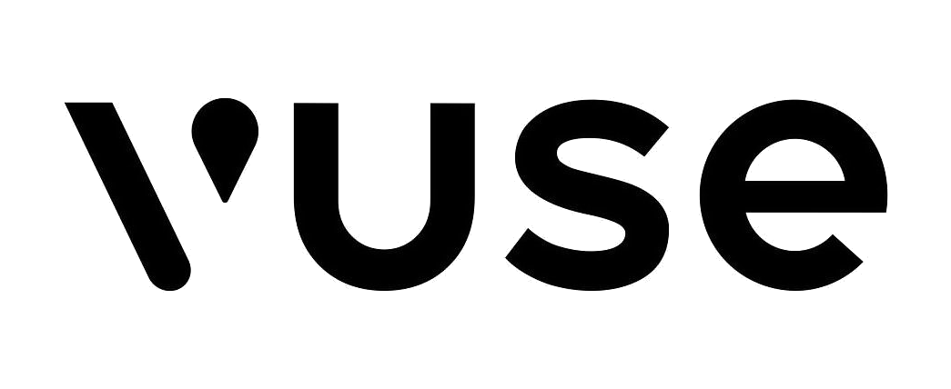 Black and white logo with the word "vuse" in stylized lowercase letters.