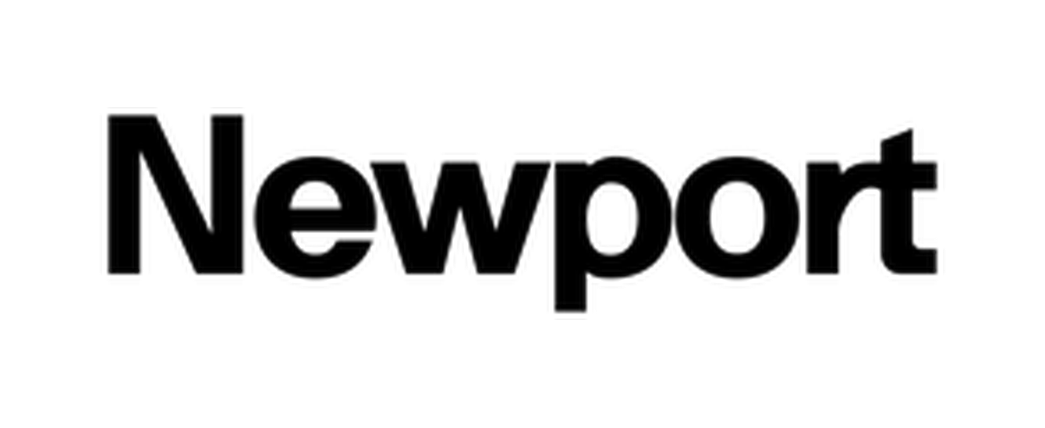 Black and white logo of the word 'Newport' with bold and shadowed text.