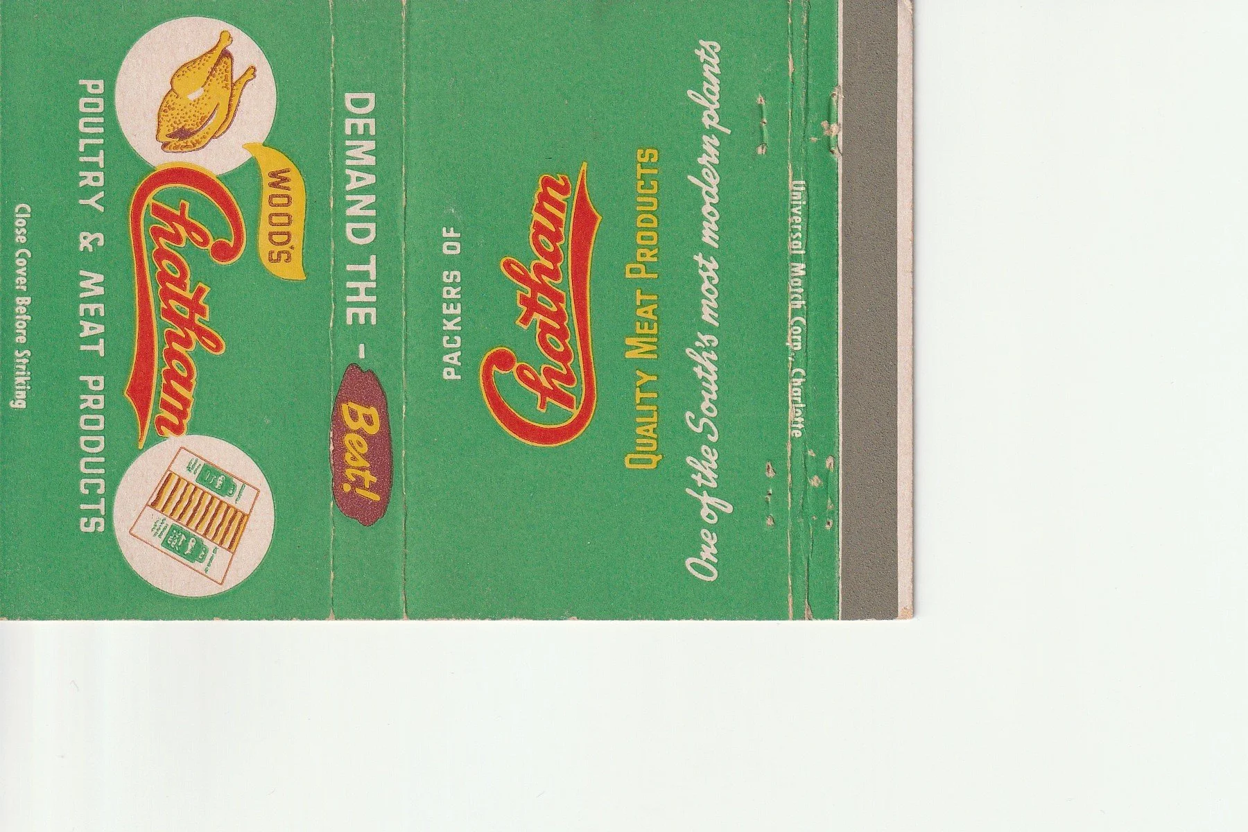 Chatham Foods Matchbook Cover Siler City