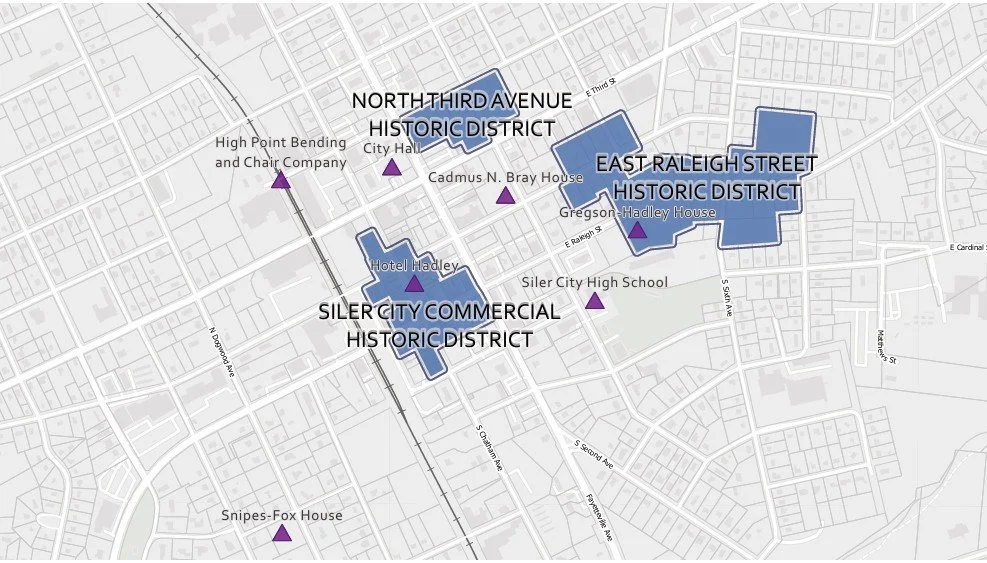 Map of Siler City NRHP locations