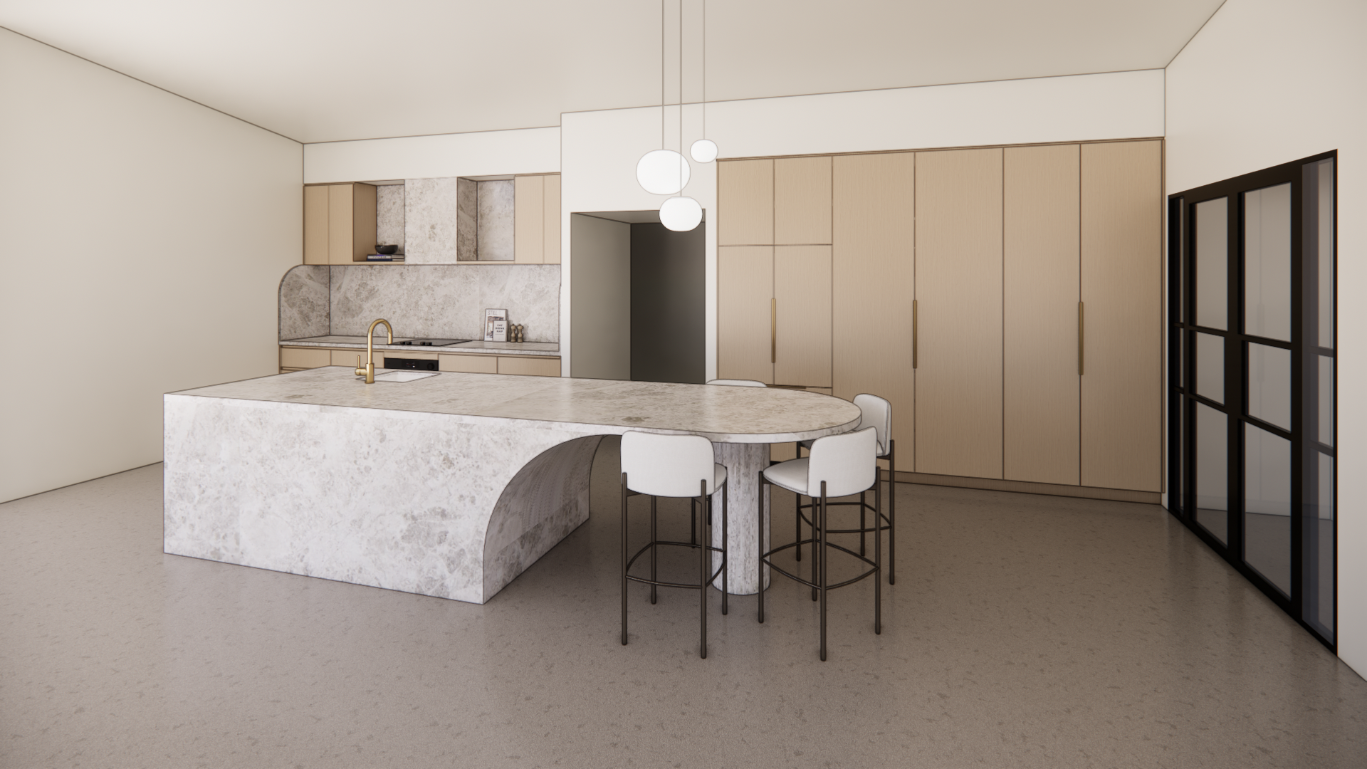 Curves &amp; Concrete - Kitchen Concept