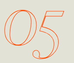 Outline of the number 05 in orange on a light background.