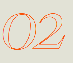 The number 02 written in orange on a light background.