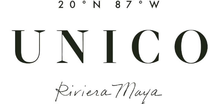UNICO Riviera Maya logo with a GPS coordinate of 20°N 87°W.