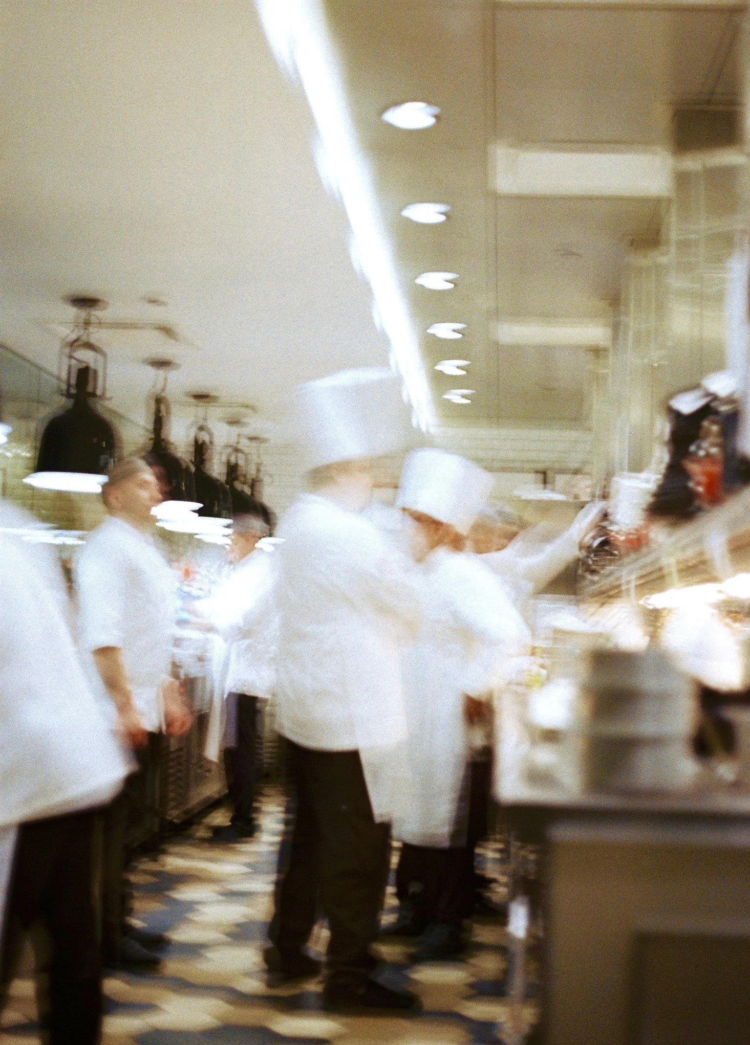 The slight blur to this image really captured the essence of the hustle and bustle in this kitchen