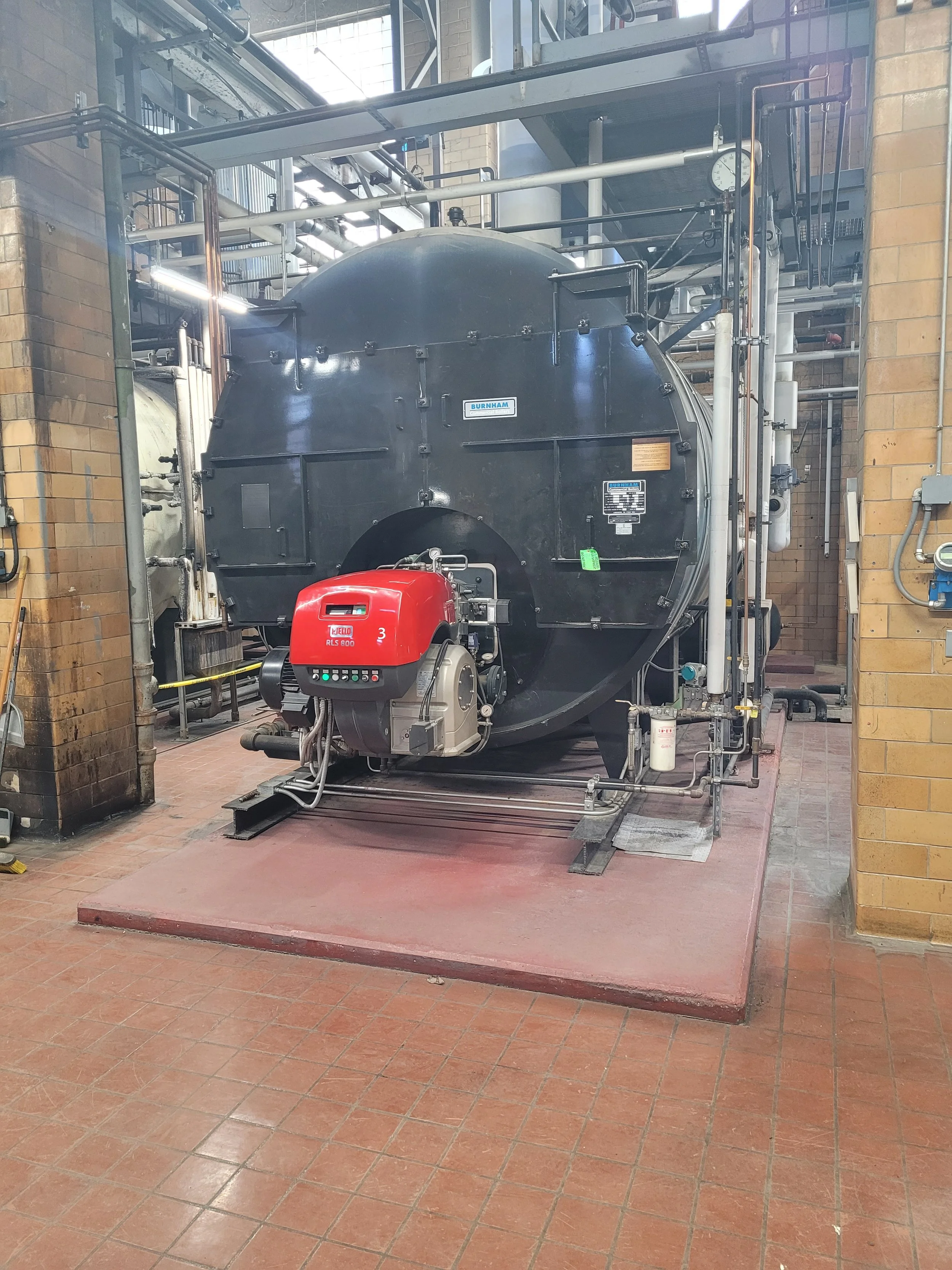 Boys Town steam boiler equipped with Scale Free Systems physics-based, non-chemical water treatment technology.