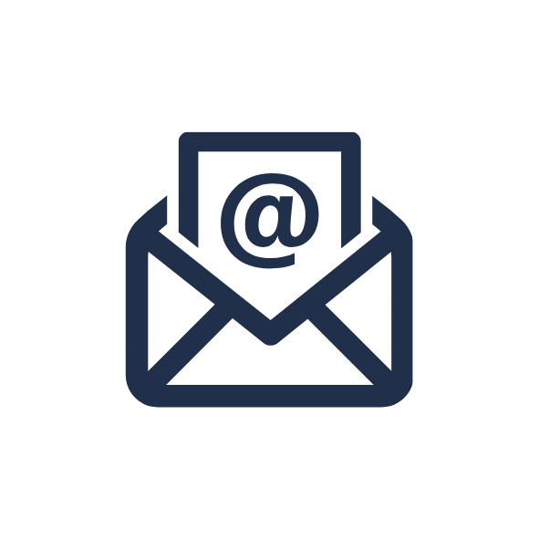 Icon of an email envelope with an '@' symbol inside.