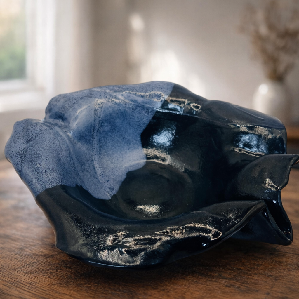 The-Unbound-Canvas-Blue- Floral-Ceramic-bowl-on-rustic-wood-table-2.png