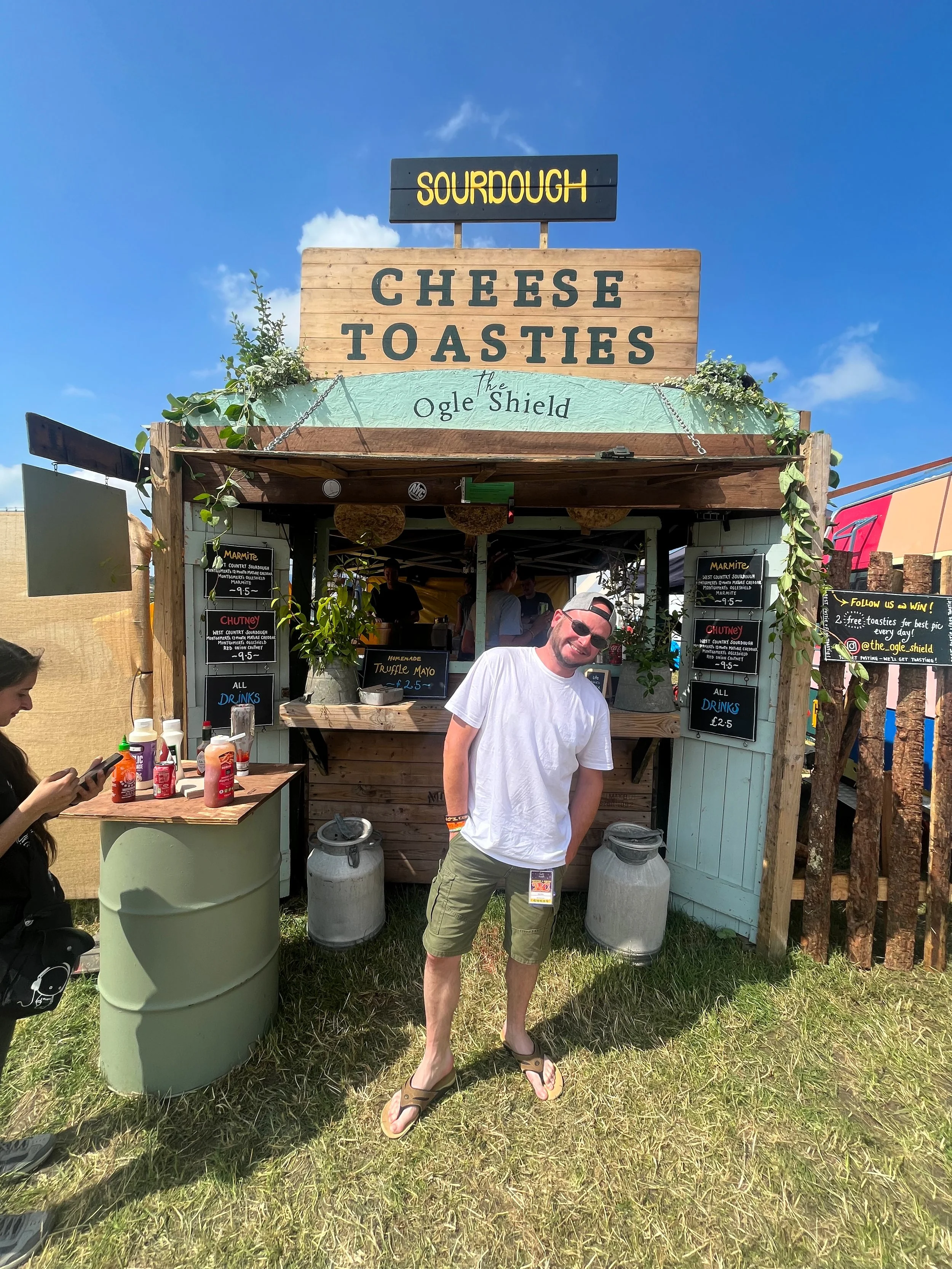 The Ogle Shield stall at Glastonbury festival.