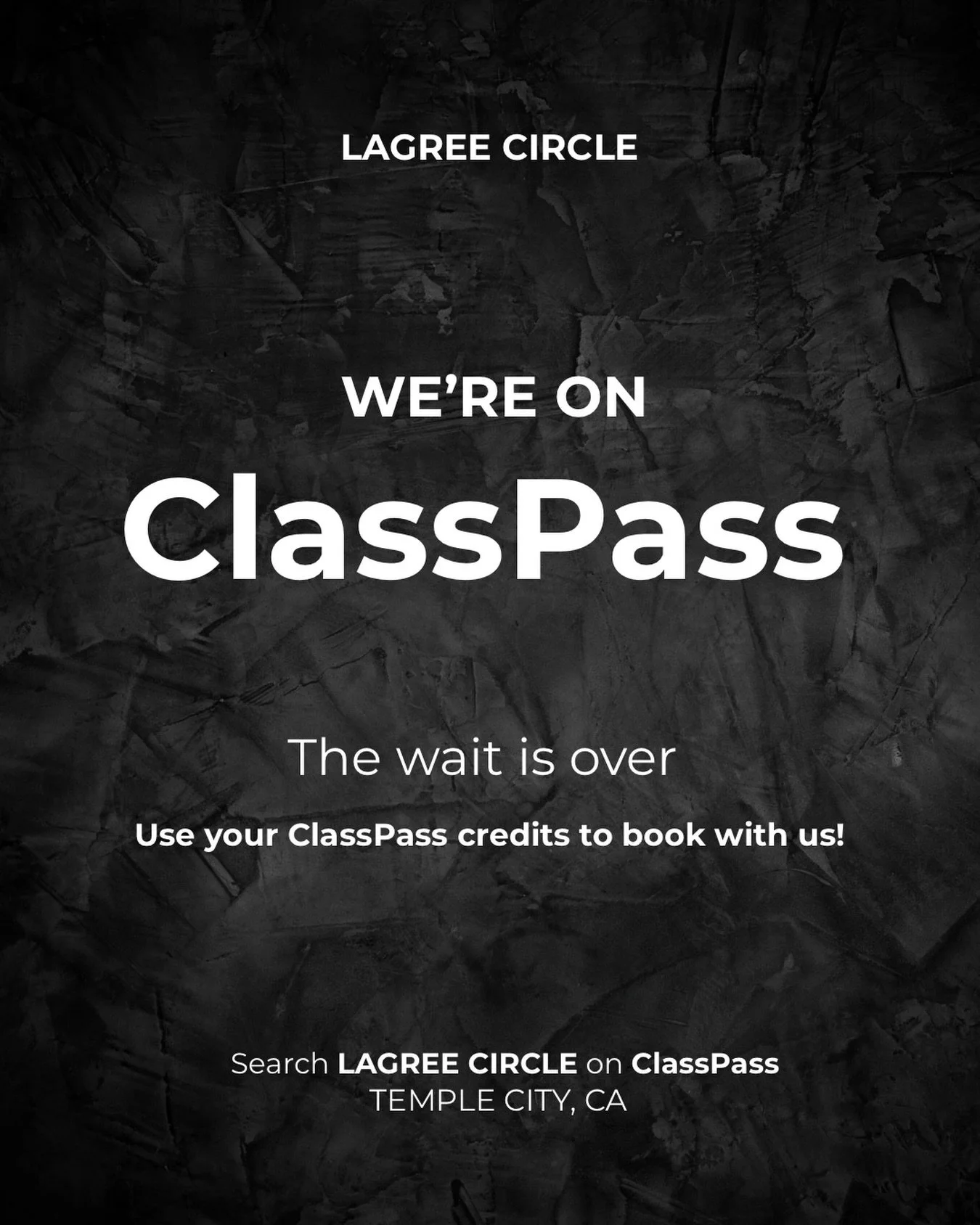 ClassPass users, this one&rsquo;s for you. 🖤 

Lagree Circle is now bookable on ClassPass&mdash; open your app, search Lagree Circle, and use your credits to book a class in Temple City. If you&rsquo;ve been curious about Lagree, consider this your 