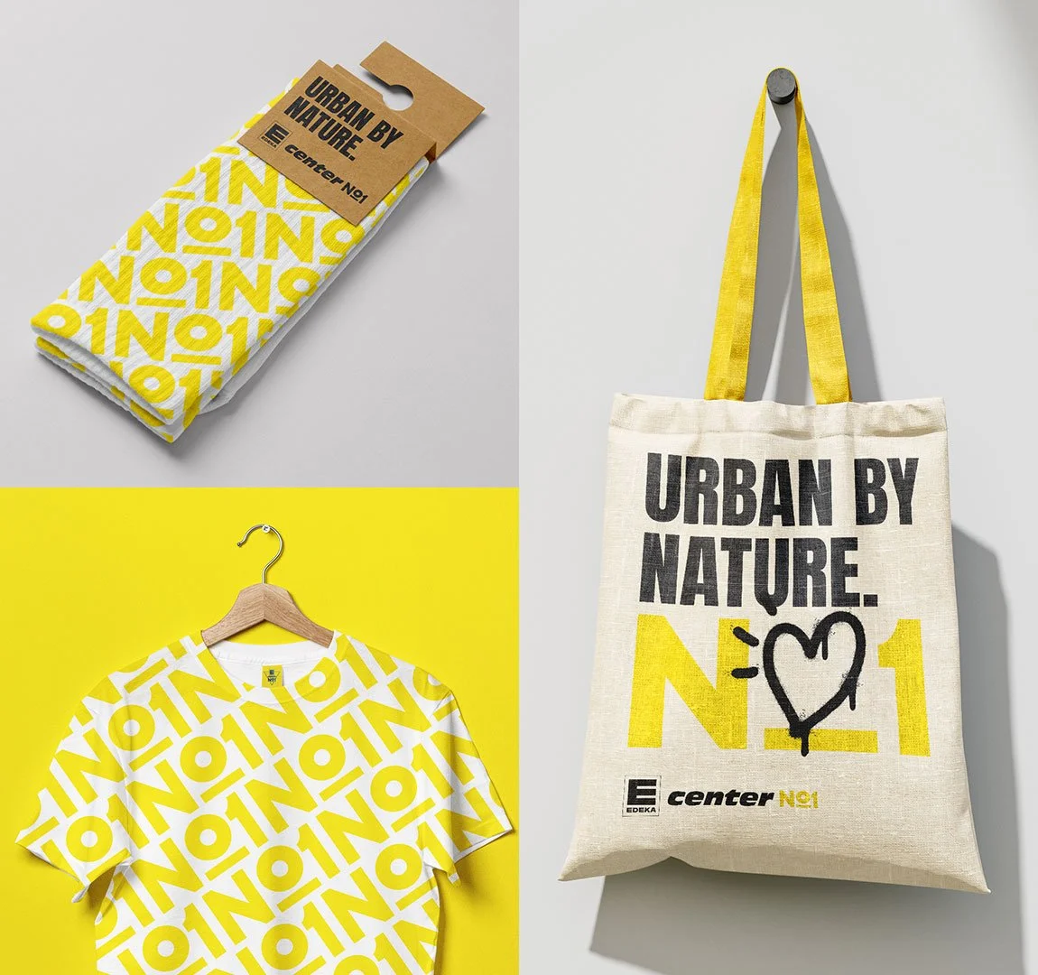EDEKA No1 - Brand Essentials mit Pattern. Socken, T-Shirt und eine Jute Tasche