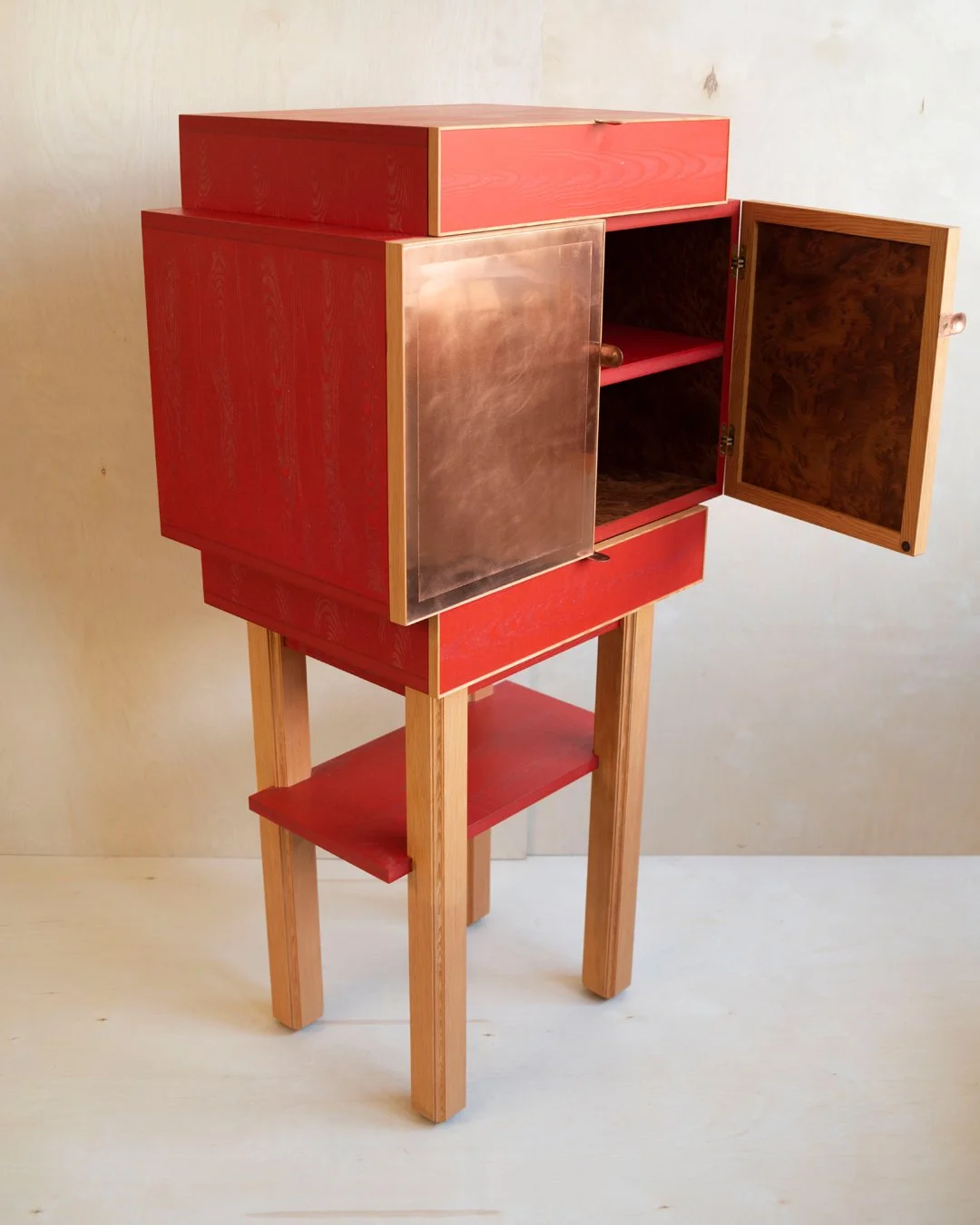 A red custom furniture cabinet