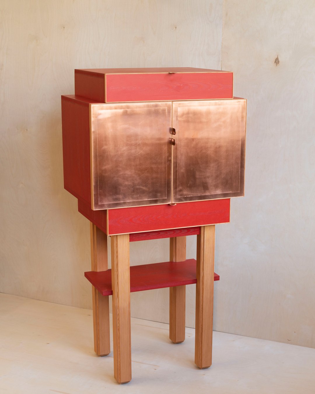 A red custom furniture cabinet