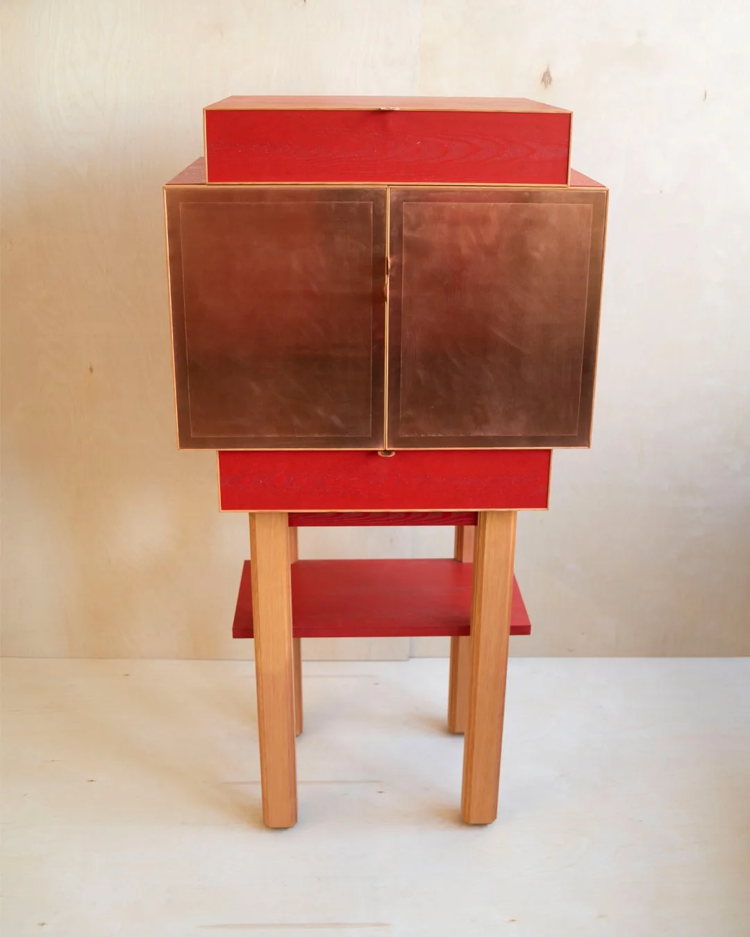 A red custom furniture cabinet