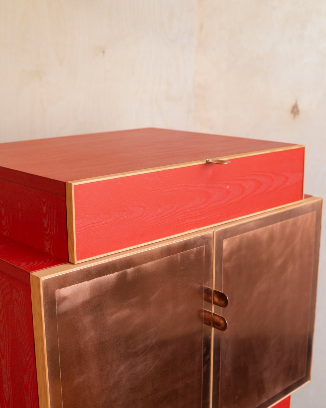 A red custom furniture cabinet