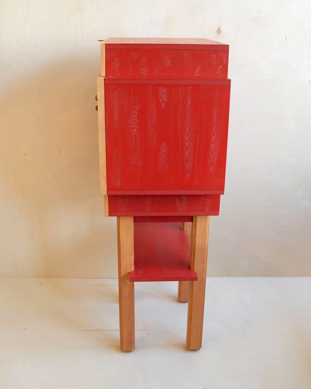 A red custom furniture cabinet