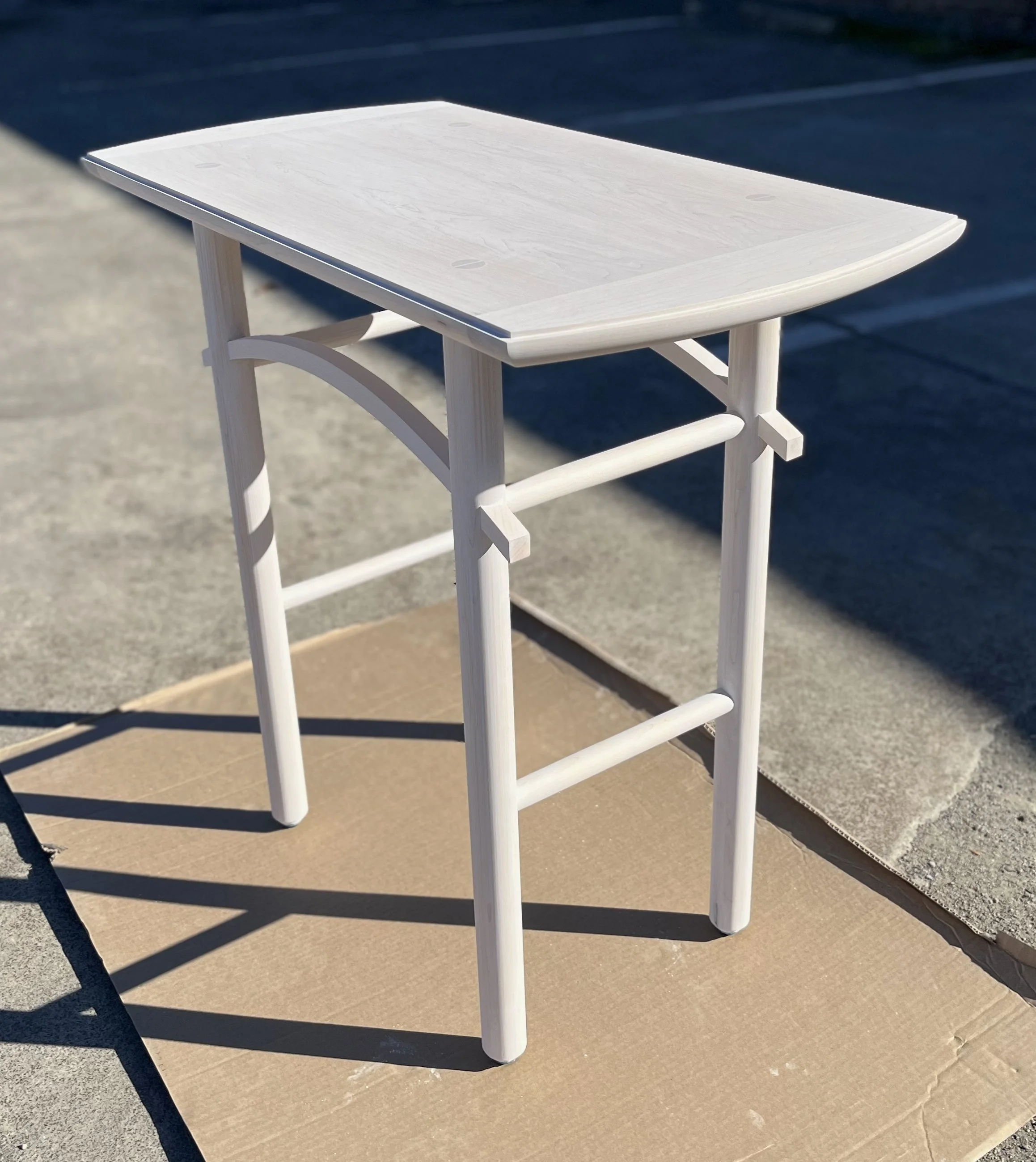 Whitewashed maple sculpture table