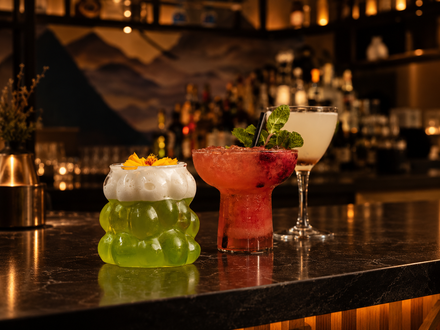 Luxurious Cocktails in a Golden Bar.png