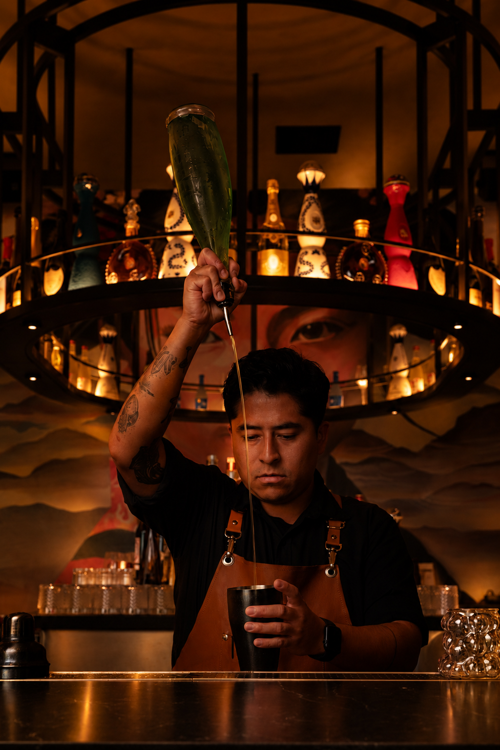 Cinematic Amber Lounge Bartender Pouring Cocktail.png