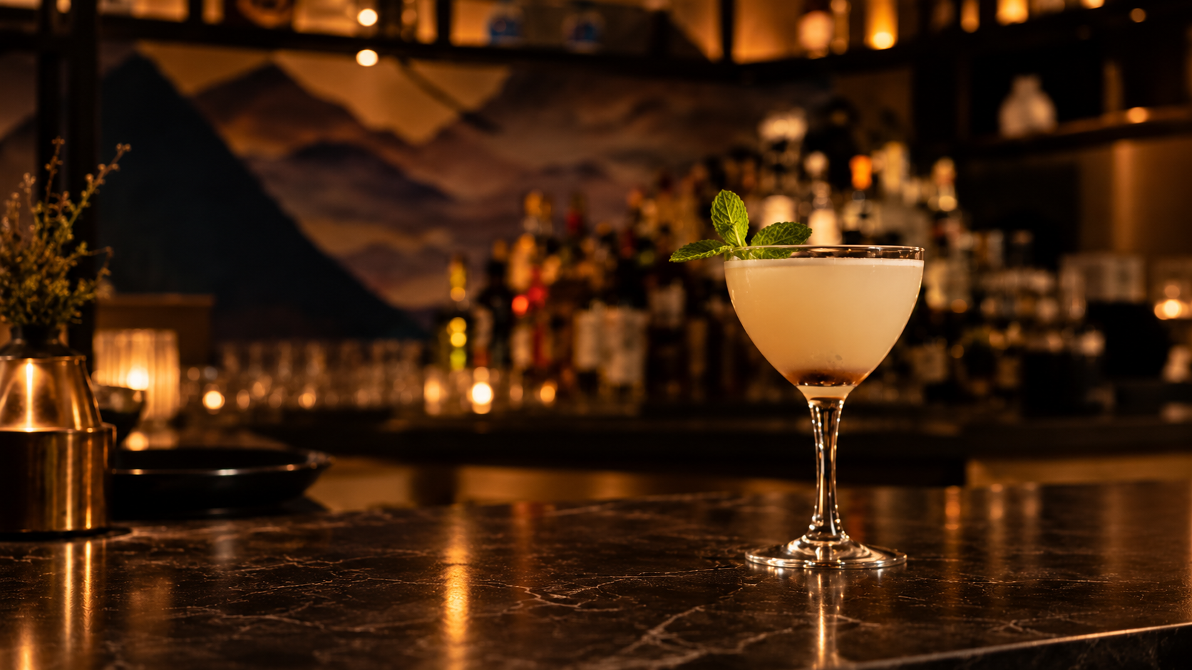 Mint-Garnished Cocktail in a Moody Lounge.png