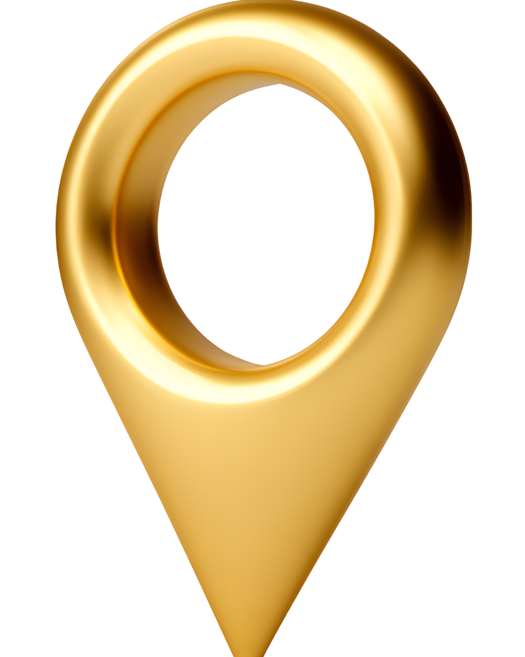 A gold-colored location pin icon placed over a map or screen.