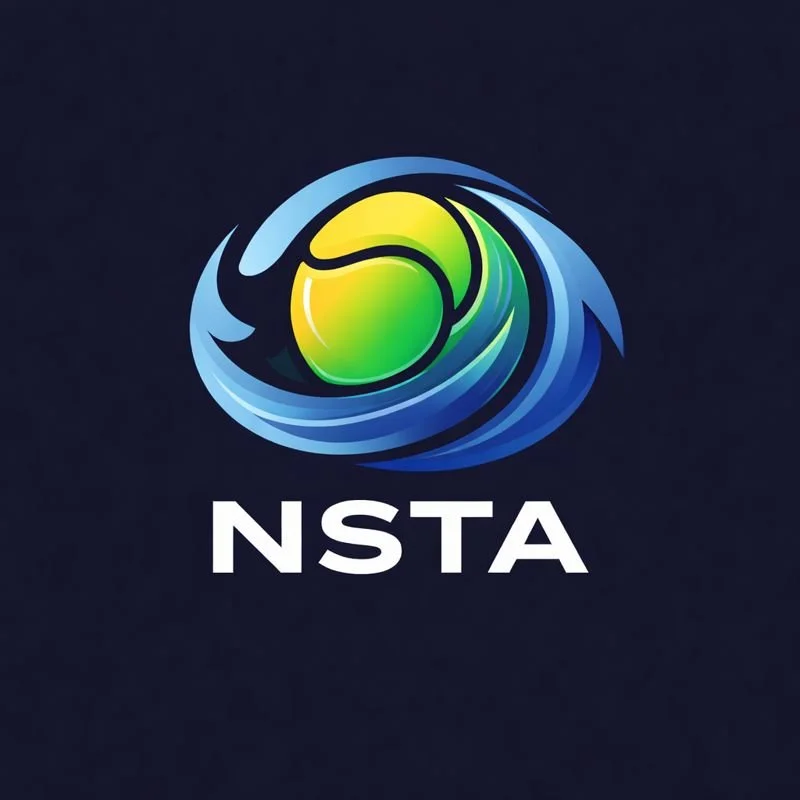 Logo with a stylized wave and a green tennis ball, and the acronym "NSTA" underneath.