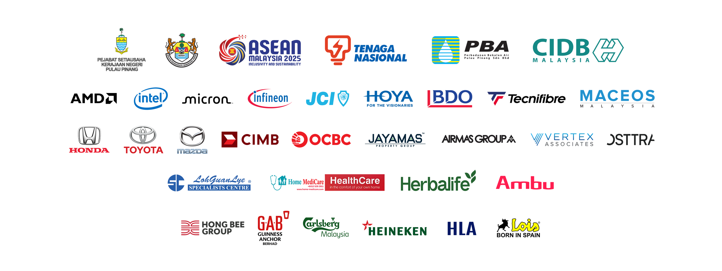 Collection of logos representing various companies and organizations, including government agencies, tech firms, automotive brands, healthcare providers, and beverage companies.