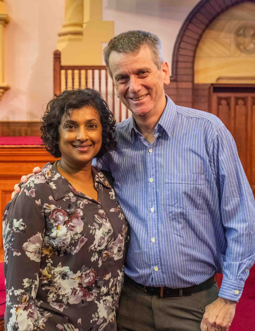 A portrait of Senior Pastor John Macindoe and his wife.