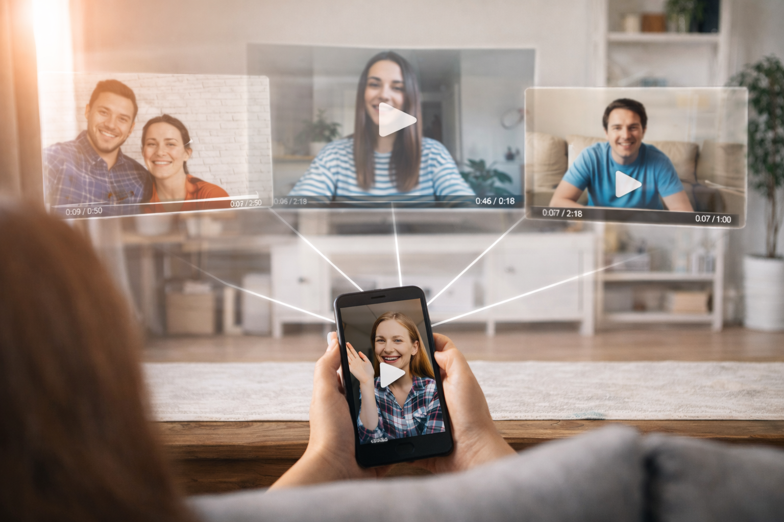 Laptop on a wooden table displaying a video call with six participants, a white mug beside it, in a bright room with a bookshelf and wall art.