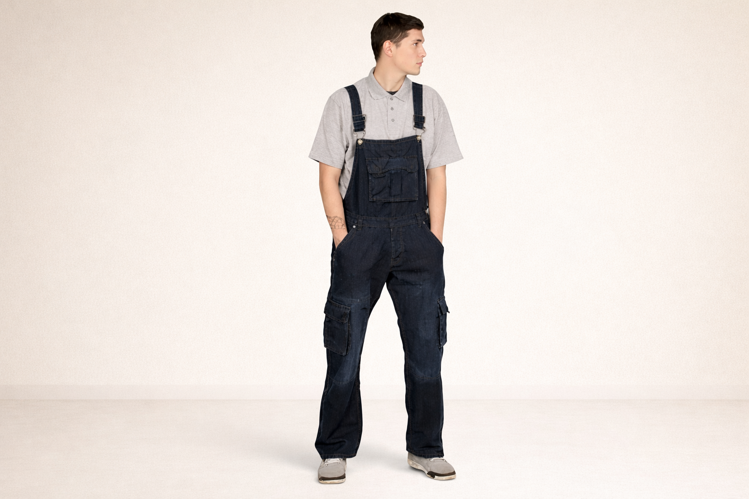 salopette cargo bleu indigo