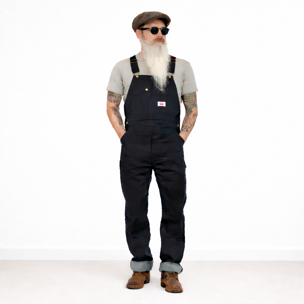 Salopette grande taille en jean noir pour homme