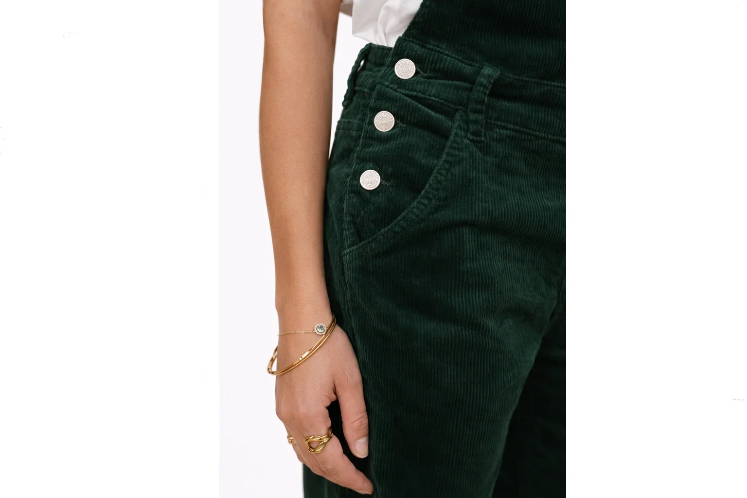 femme salopette confortable velours vert sapin.webp