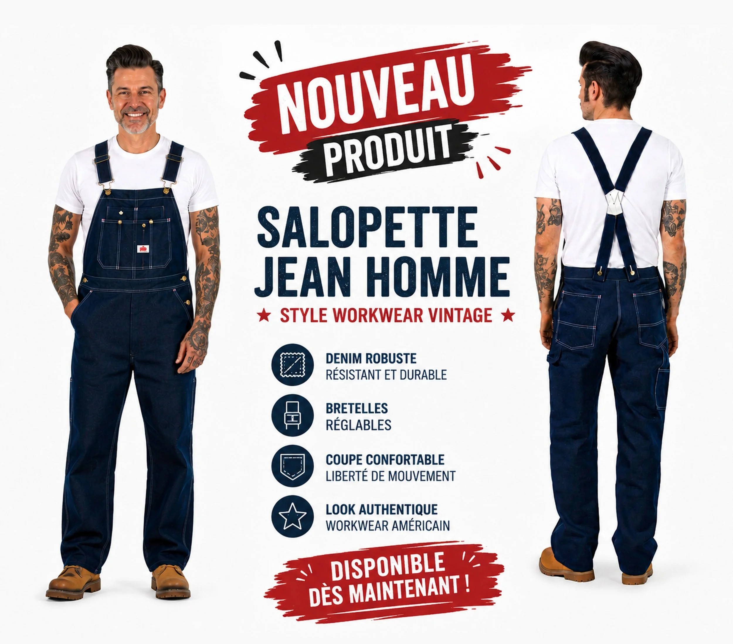 🆕 NOUVEAU PRODUIT 🆕

La salopette jean Round House d&eacute;barque enfin 🔥

Un vrai look workwear vintage am&eacute;ricain inspir&eacute; des ateliers, garages et du style rockabilly r&eacute;tro 🇺🇸

✔ Denim robuste
✔ Bretelles r&eacute;glables

